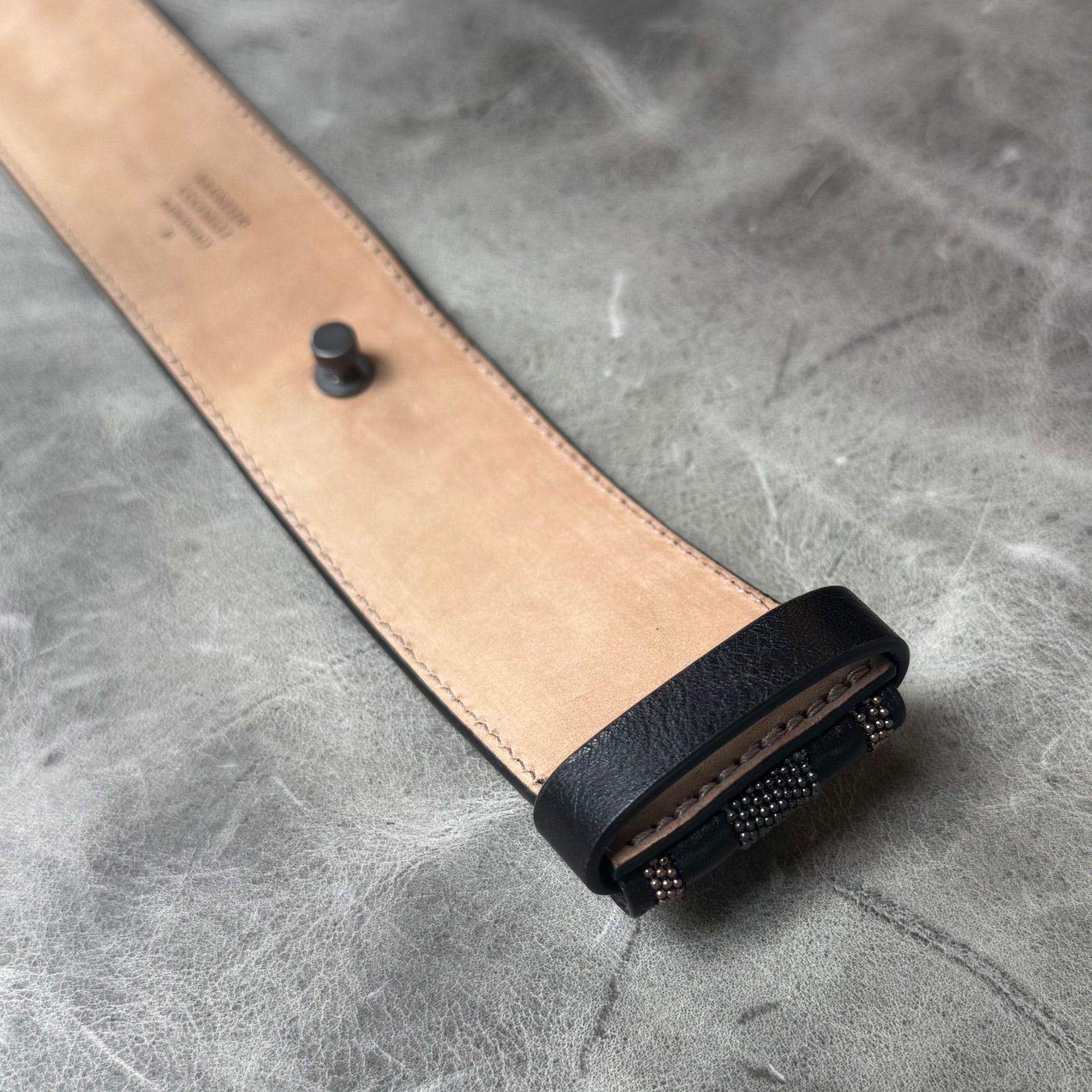 ブルネロクチネリ BRUNELLO CUCINELLI モニーレ　ベルト 美品】 ブルネロクチネリ モニーレ レザーベルト 黒 M ユニセックス可