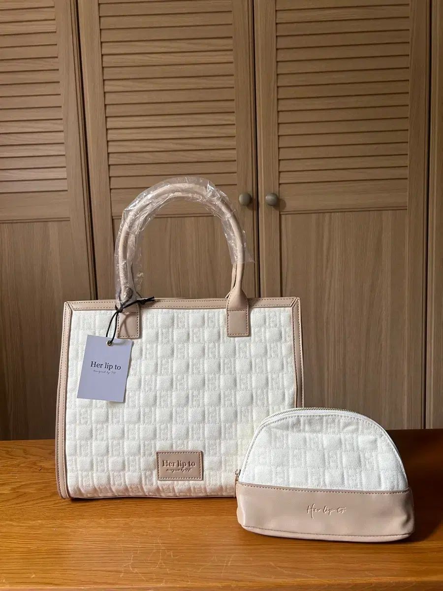 (新品) ツイード キルティング トートバッグ アイボリー