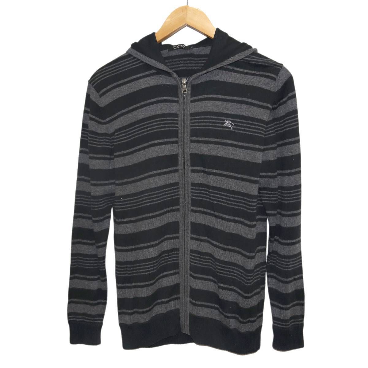 BURBERRY バーバリー ジップアップパーカー フード ボーダー BLACK 