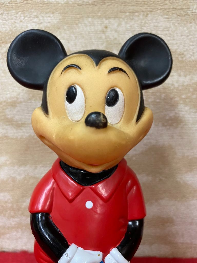 デッド70s ~80s アンティーク ソフビ ミッキーマウス 貯金箱 昭和