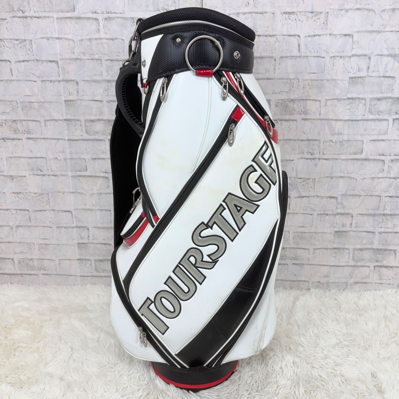 TOURSTAGE ゴルフバッグ ホワイト/レッド TOURSTAGE ツアーステージ キャディバッグ ゴルフバッグ golf ホワイト