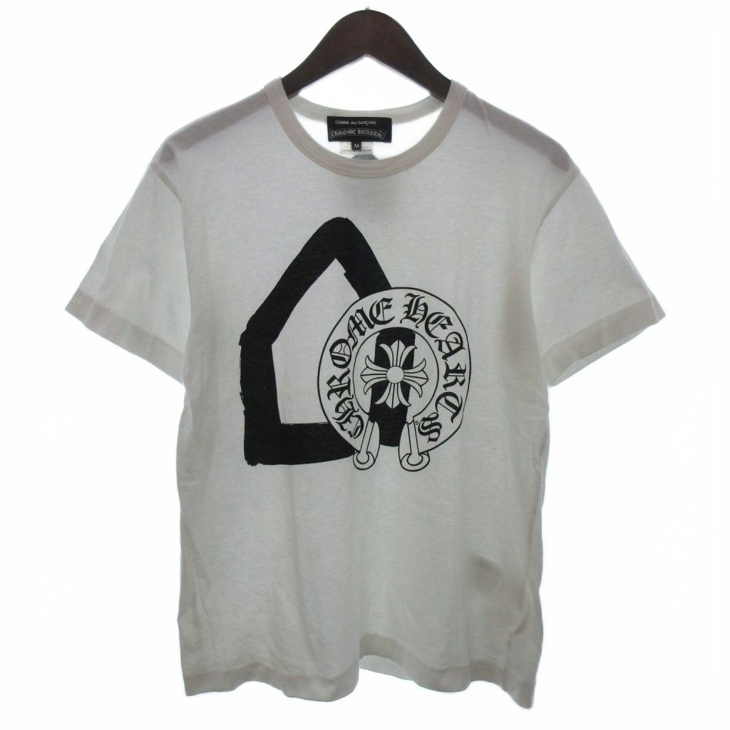 コムデギャルソン COMME des GARCONS クロムハーツ Tシャツ クルーネック ロゴ ZI-T002 半袖 白 ホワイト M