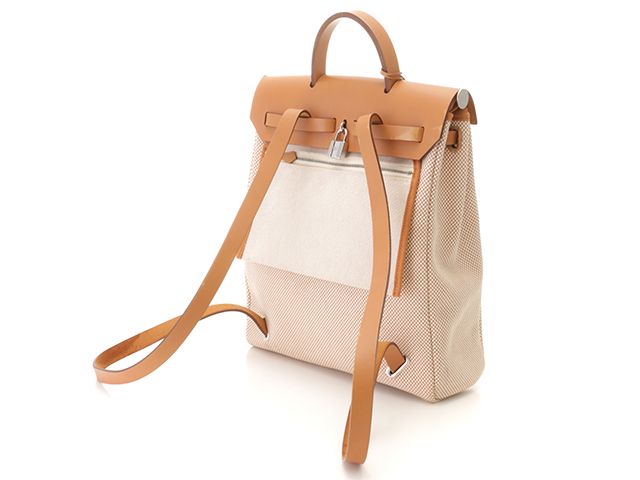 HERMES エルメス エールバッグジップアドMM ナチュラル/ブラウン