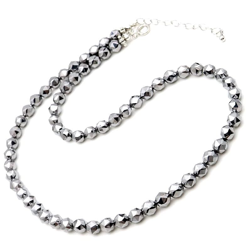 [GOLD STONE] テラヘルツ鉱石 ネックレス 6mm スターカット パワーストーン 天然石 フックタイプ 長さ 約60cm