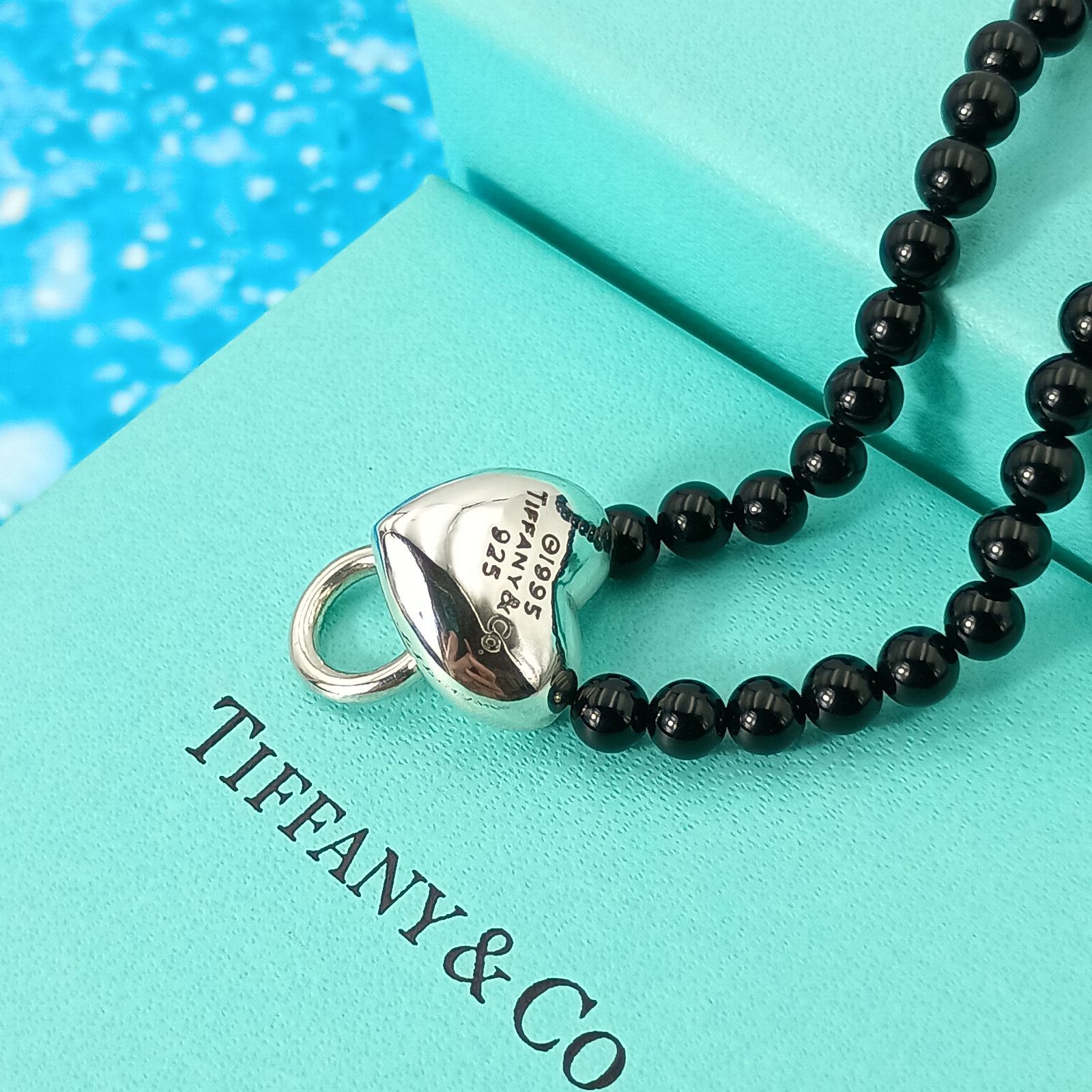 ティファニー　オニキス　ヴィンテージ　ロング　ネックレス　925 TIFFANY&Co. ティファニー ブラック オニキス ノックハート ネックレス
