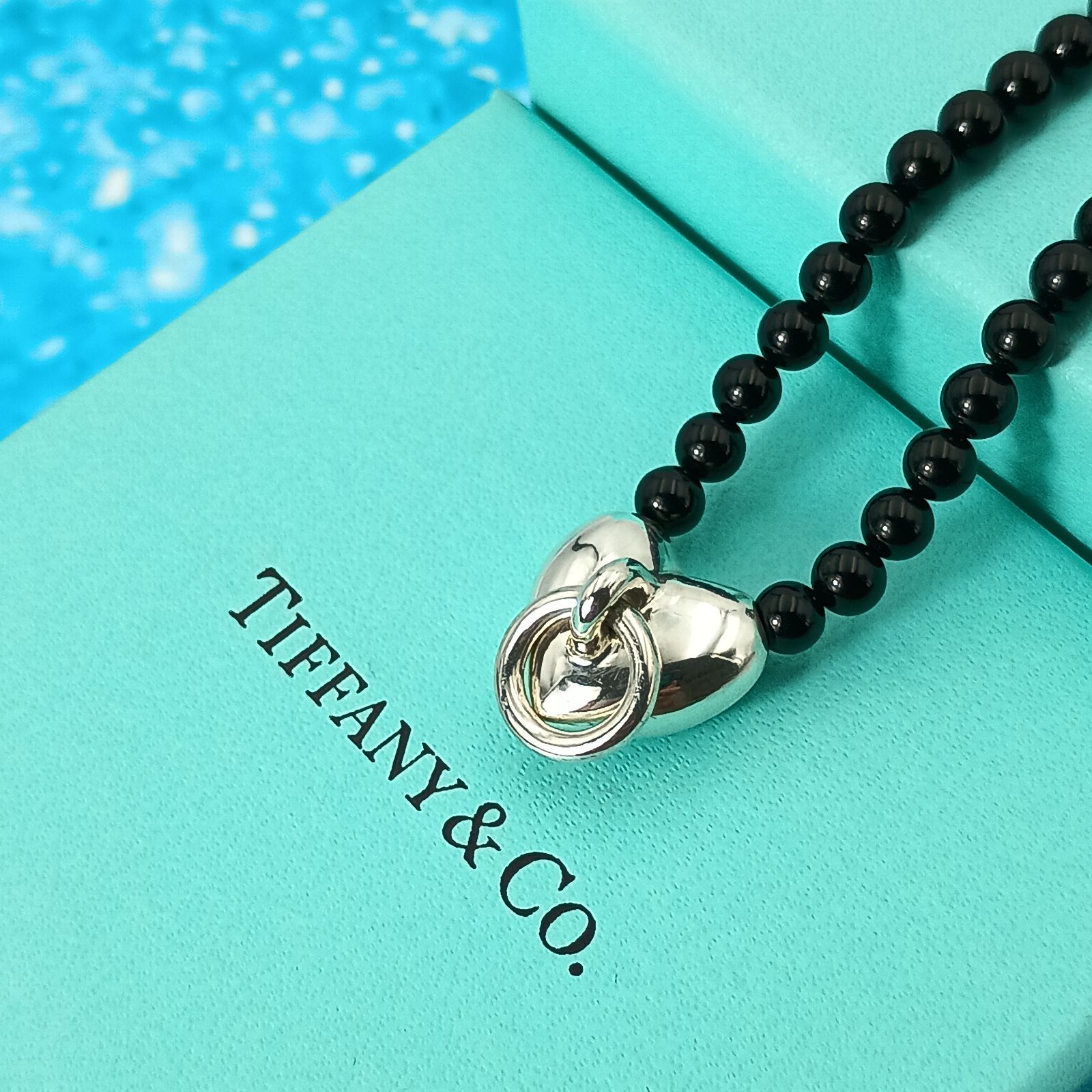 TIFFANY&Co. ティファニー ブラック オニキス ノックハート ネックレス
