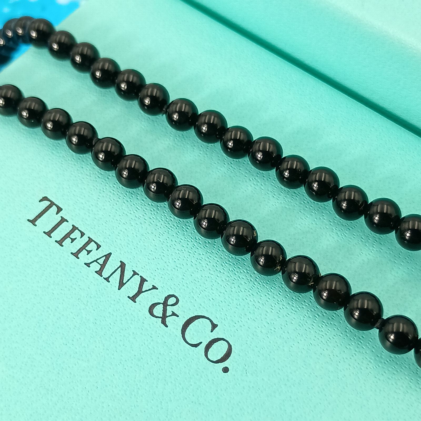 ティファニー　オニキス　ヴィンテージ　ロング　ネックレス　925 TIFFANY&Co. ティファニー ブラック オニキス ノックハート ネックレス