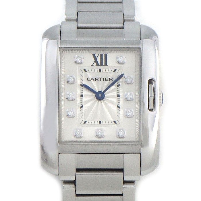 カルティエ Cartier 腕時計 タンク アングレーズ W4TA0003 11ポイント ダイヤインデックス レクタンギュラー シルバーギョーシェ文字盤 SS クオーツアナログ 【中古】 306,900円
