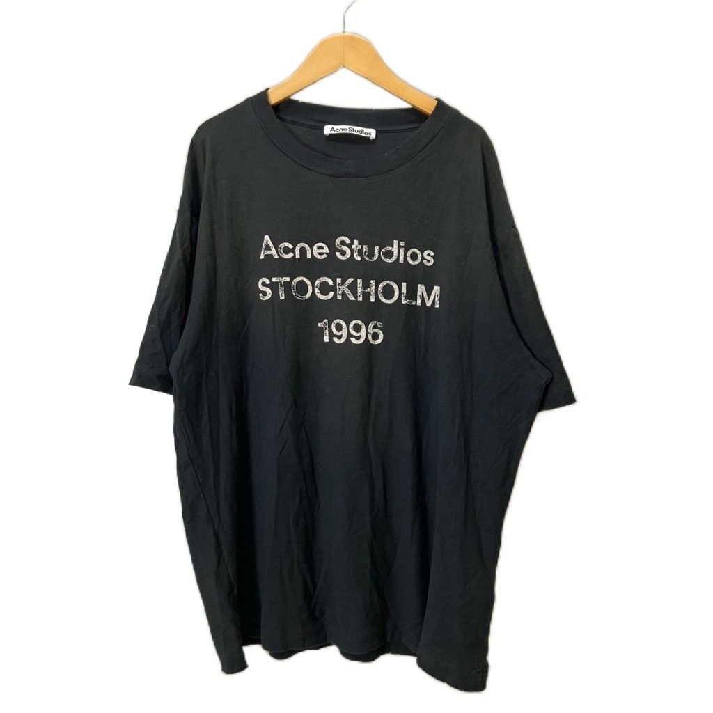 アクネ ストゥディオズ Acne Studios スタンプロゴ ダメージ Tシャツ カットソー 半袖 M ブラック FN-UX-TSHI000013