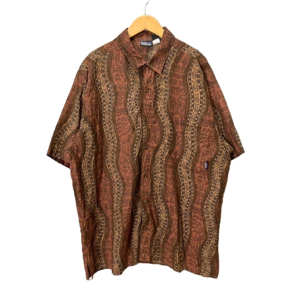 パタゴニア Patagonia ヴィンテージ 総柄シャツ 98年 半袖 L ブラウン 53372 1115 S8