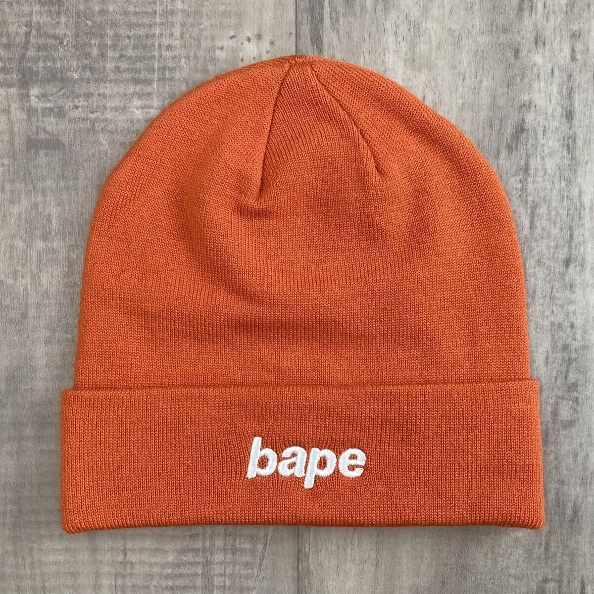 BAPE LOGO ニット帽 ビーニー オレンジ a bathing ape Beanie Knit Cap エイプ ベイプ アベイシングエイプ y2