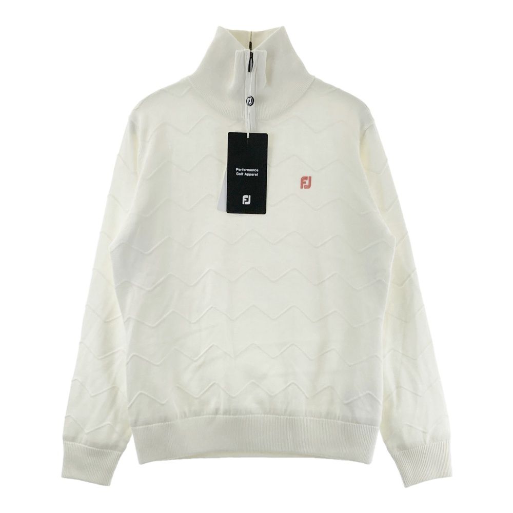 サイズ：M FOOT JOY フットジョイ  ハーフジップ ニットセーター  ホワイト系 [240101649821] ゴルフウェア レディース ストスト サイズ：M FOOT JOY フットジョイ ハーフジップ ニットセーター