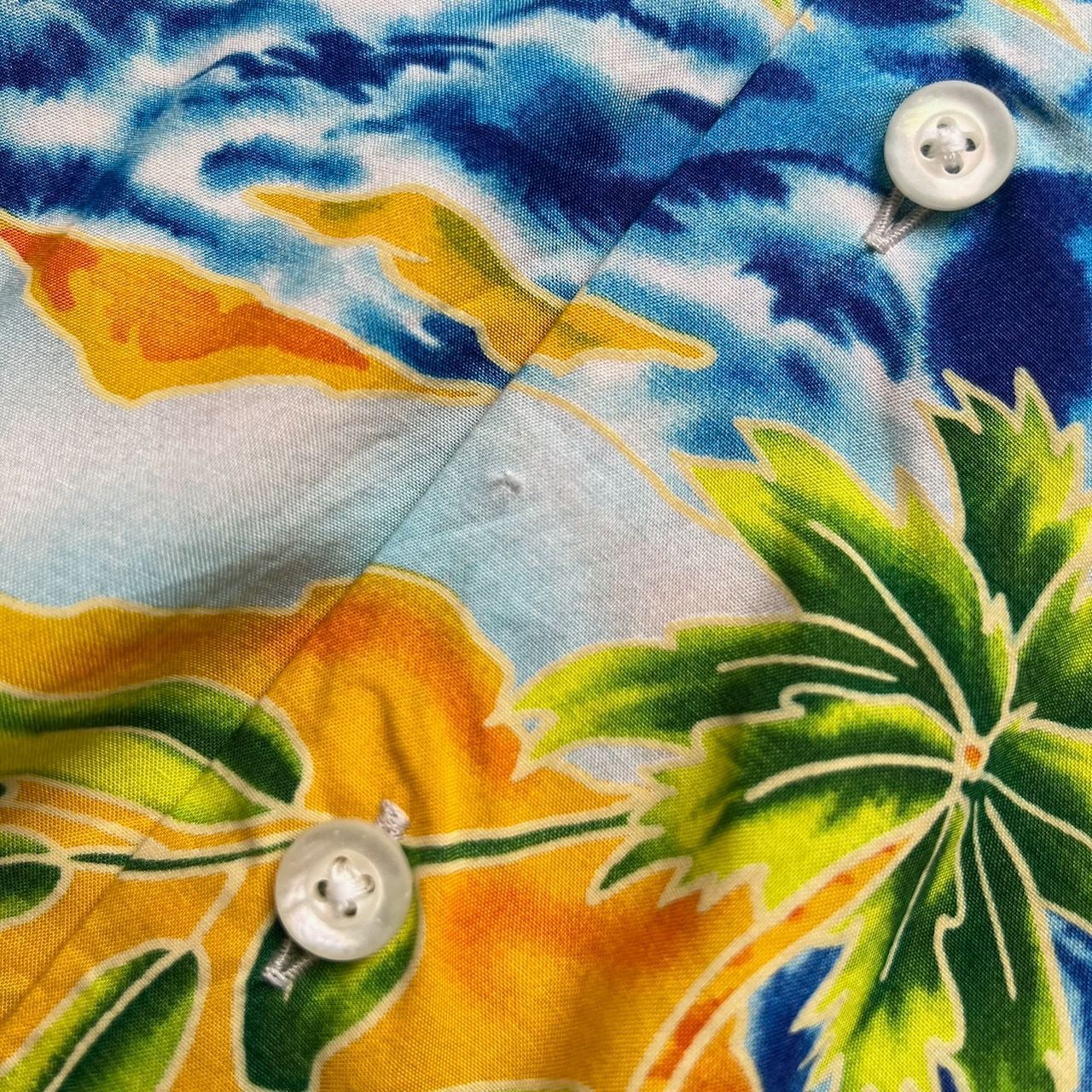 90s Ralph Lauren CALDWELL　アロハシャツ　花柄　総柄　開襟　半袖シャツ　ラルフローレン　グリーン　L 古着