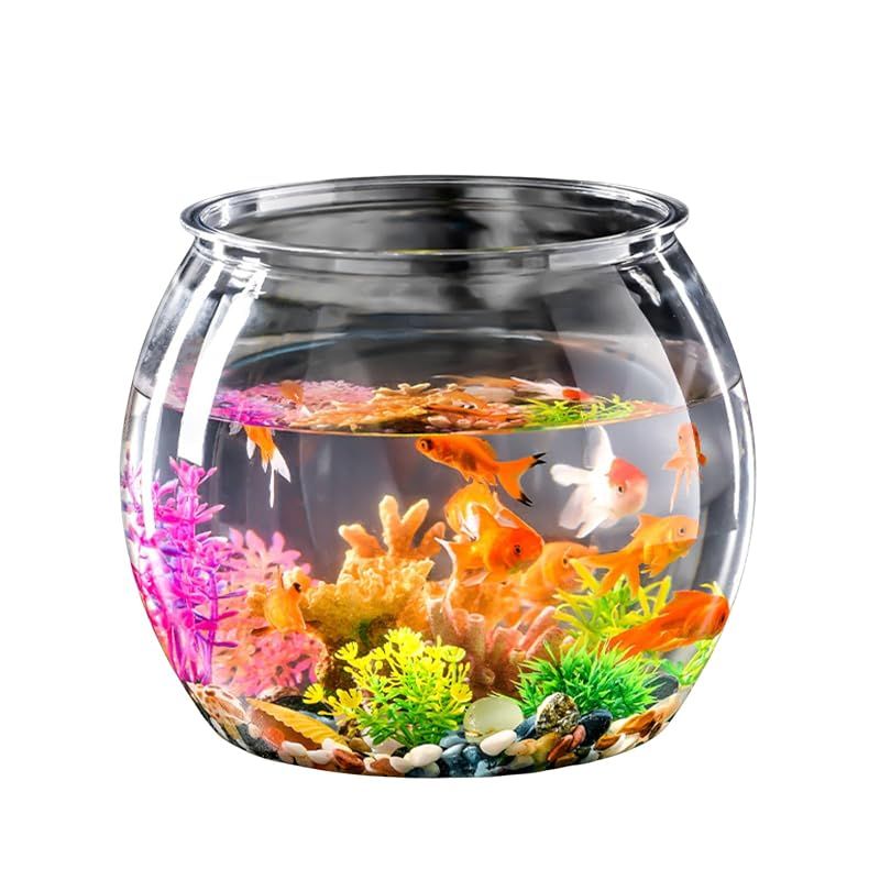 【新品】 ドットコム 金魚鉢 丸型 水槽 PET製 割れにくい メダカ鉢 猫用ベッドにも 透明 アクアリウムボウル 直径16.5cm