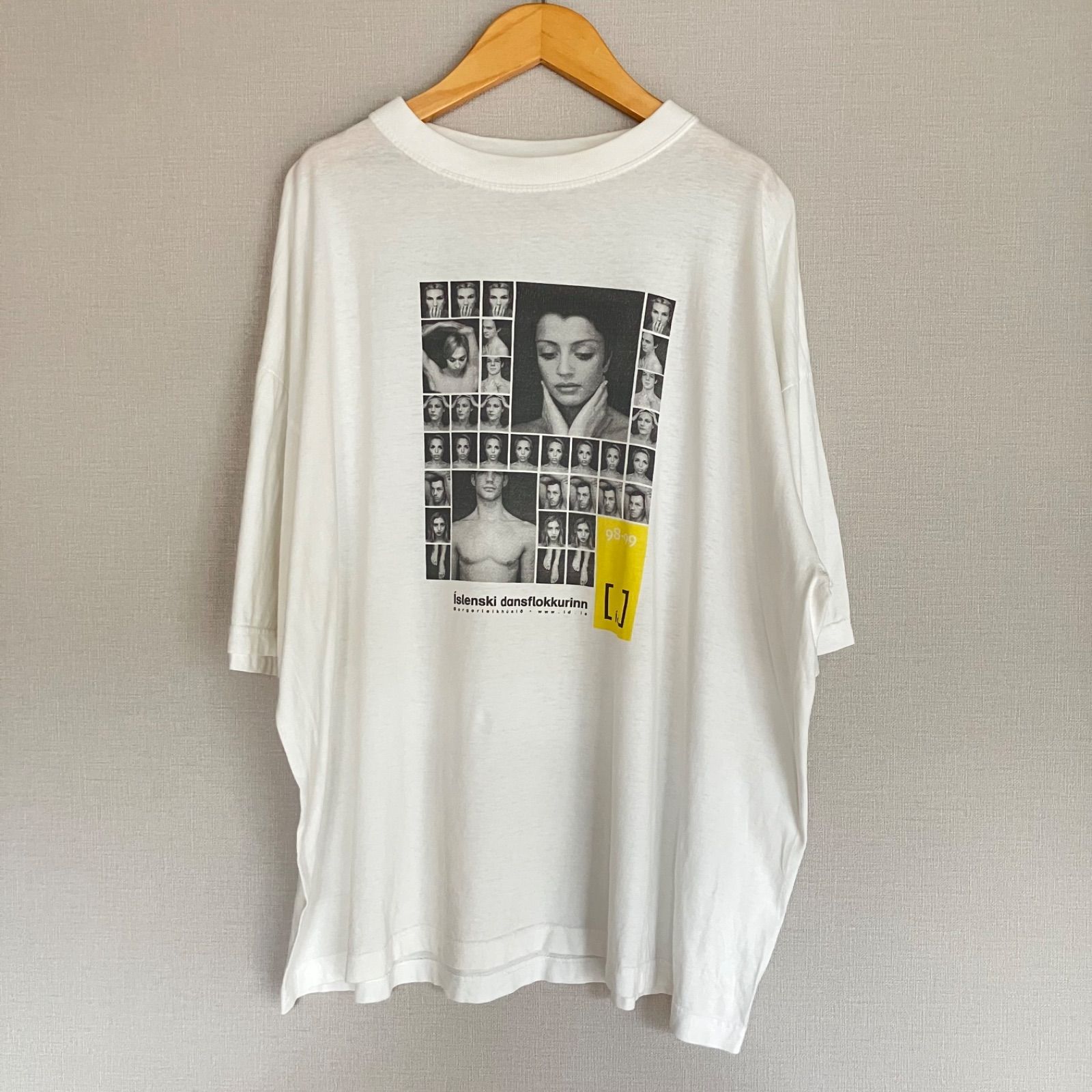 90s 1998 Iceland Dance Company ビンテージ Tシャツ 北欧古着 アイスランド ダンスカンパニー コンテンポラリー アート 舞台 北欧 フォトプリント HURRICANE 白 ホワイト L 古着 メンズ レア