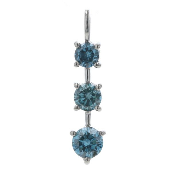 ESTELLE エステール Pt900 プラチナ ネックレストップ ブルーダイヤモンド 0.71ct 3連 ストレート シンプル【新品仕上済】【zz】【中古】