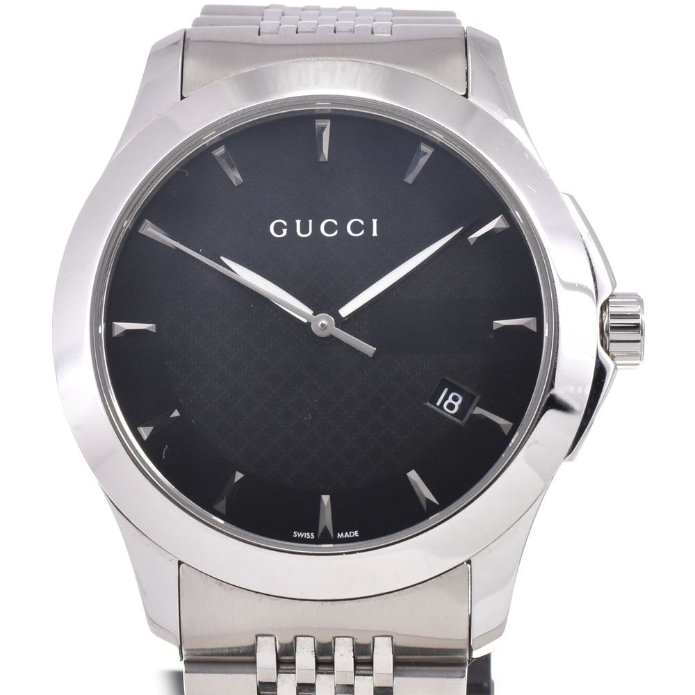 値下 グッチ GUCCI 126.4 Gタイムレス デイト クォーツ ユニセックス