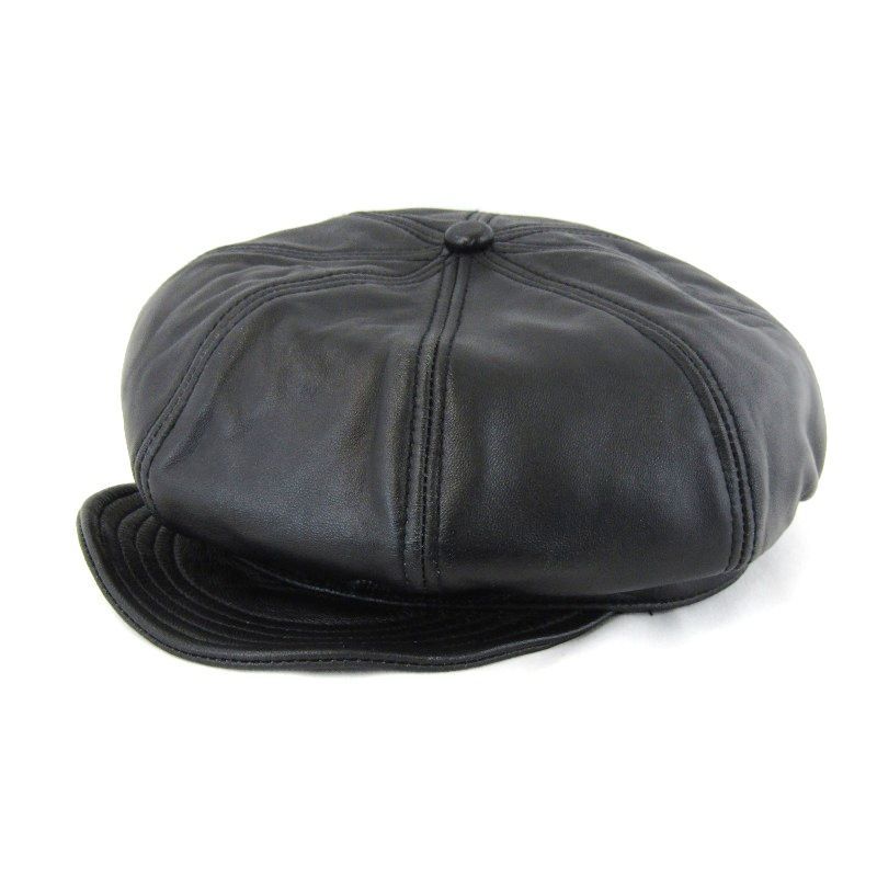 Schott ショット キャスケット 782-2974001 LEATHER NEWSBOY CAP レザー ニュースボーイキャップ 羊革 ブラック 黒 M 47000182