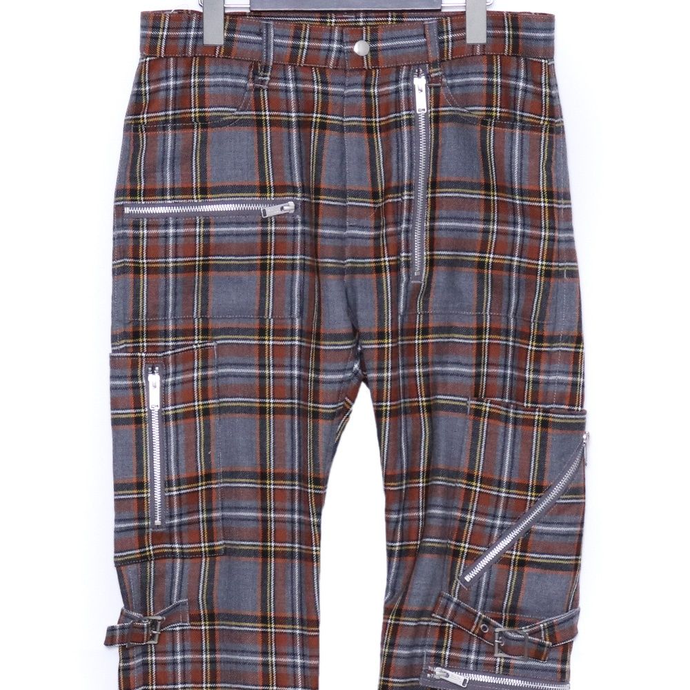 UNDERCOVER チェック柄ボンテージパンツ サイズ2 グレー UC2B4505-1 