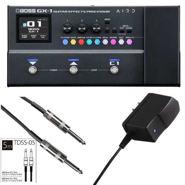 BOSS ボス GX-1 Guitar Effects Processor + PSA100S2 純正アダプター + シールド5m セット ギター 用 マルチエフェクター 小型
