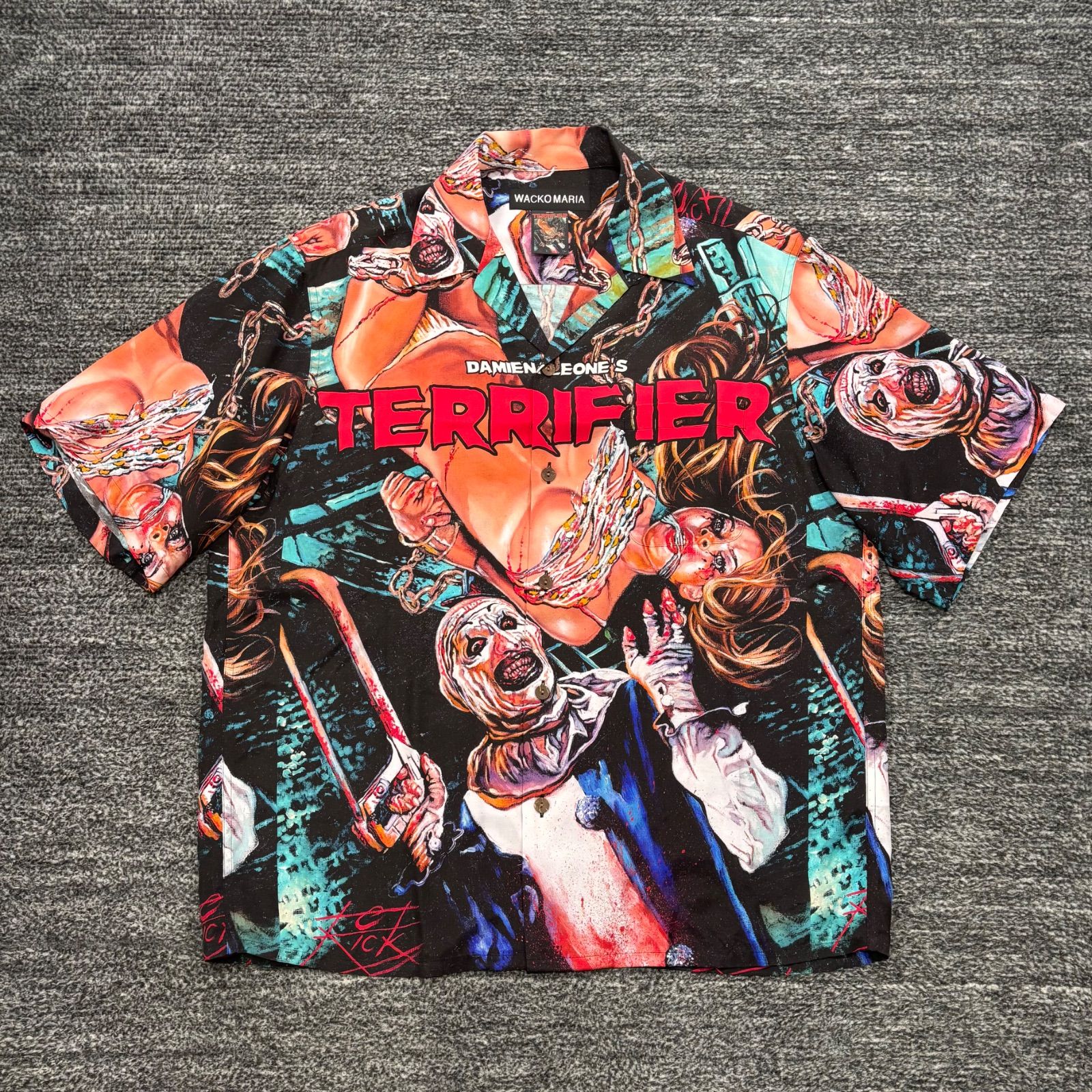 極美品 WACKO MARIA x Terrifier Hawaiian Shirt Black M ワコマリア テリファー ハワイアンシャツ