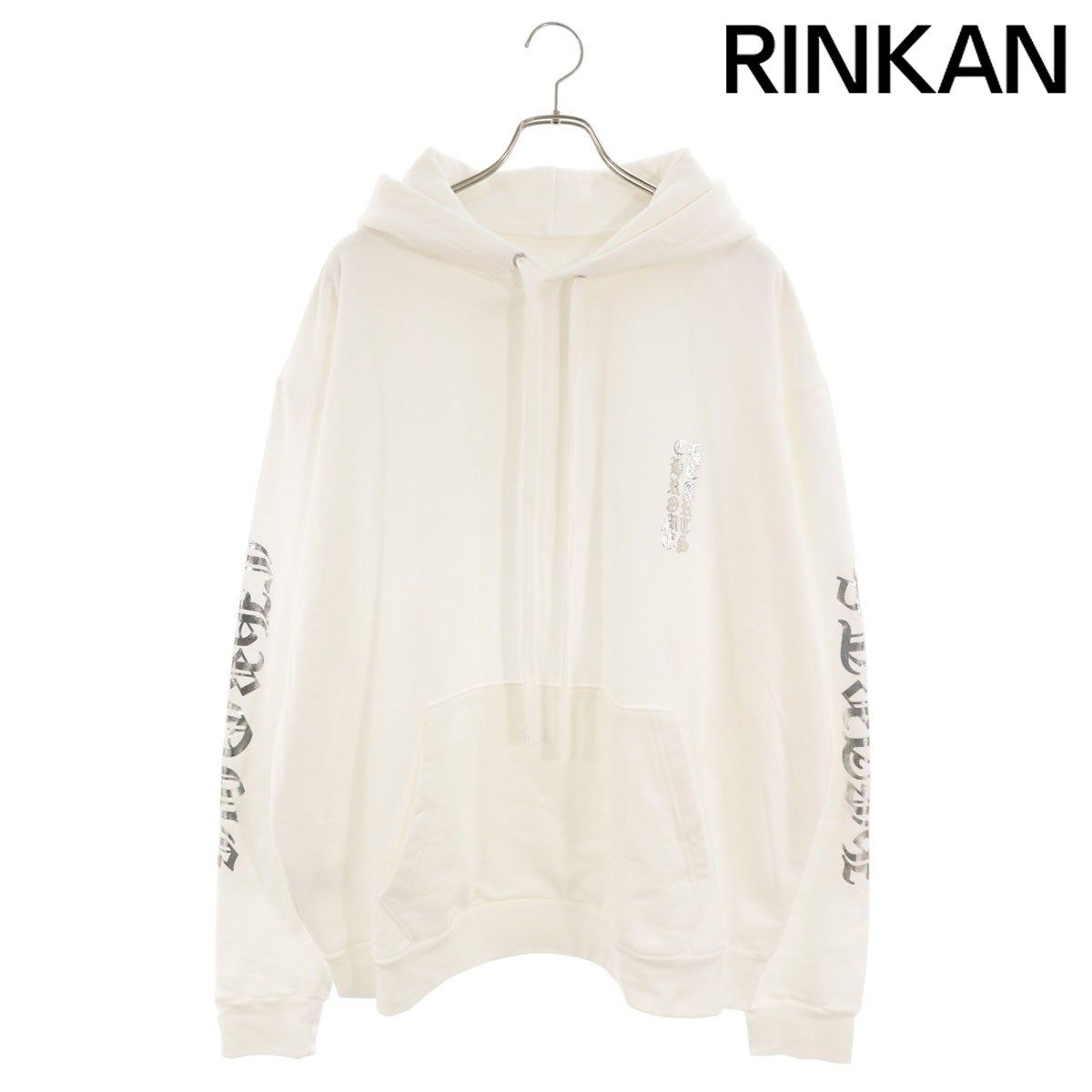 クロムハーツ WHITE FOIL HOODIE アームロゴプリントプルオーバーパーカー メンズ XL