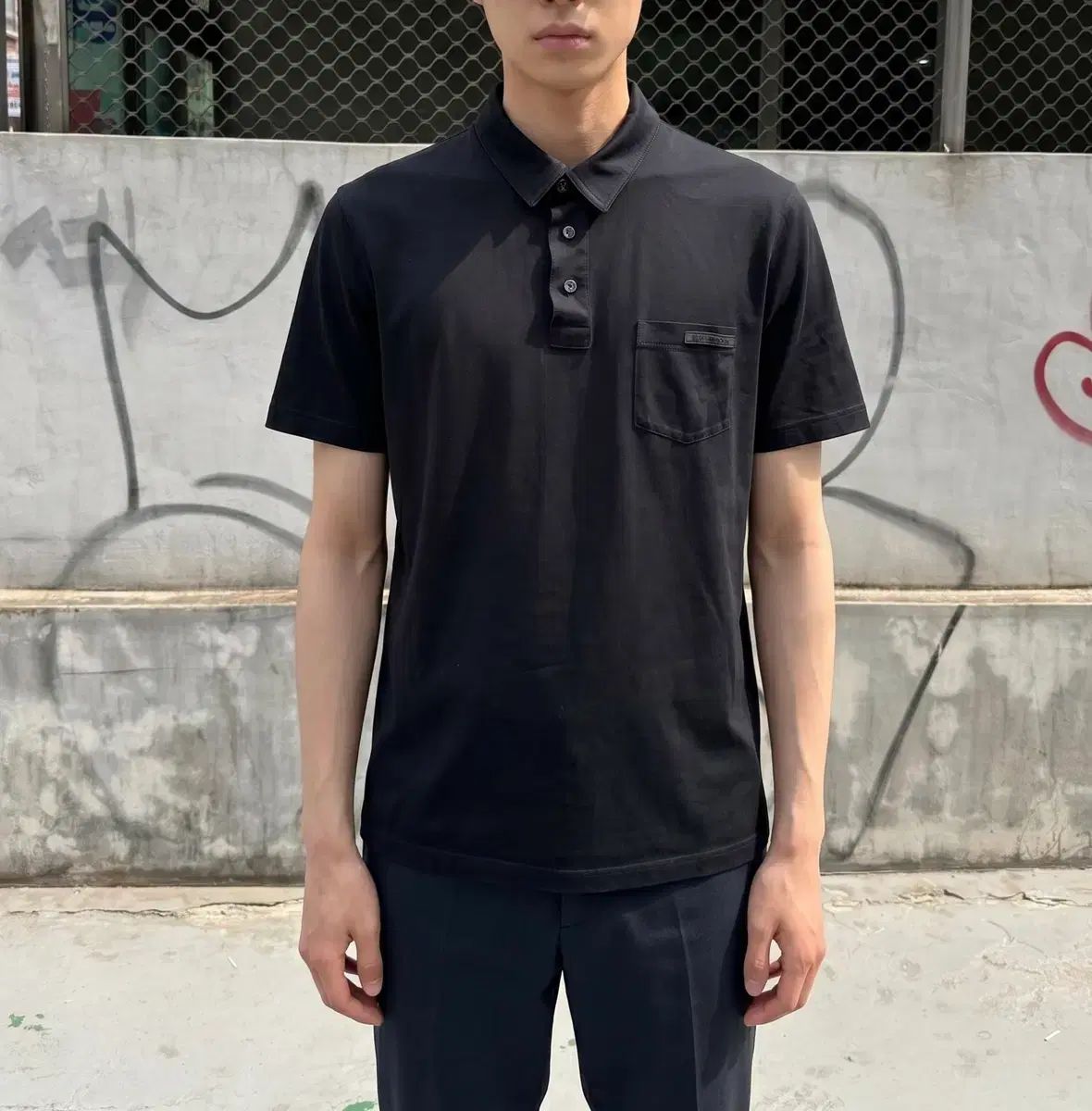 L/ PRADA プラダ 綿 コットン ポケット ロゴ 半袖