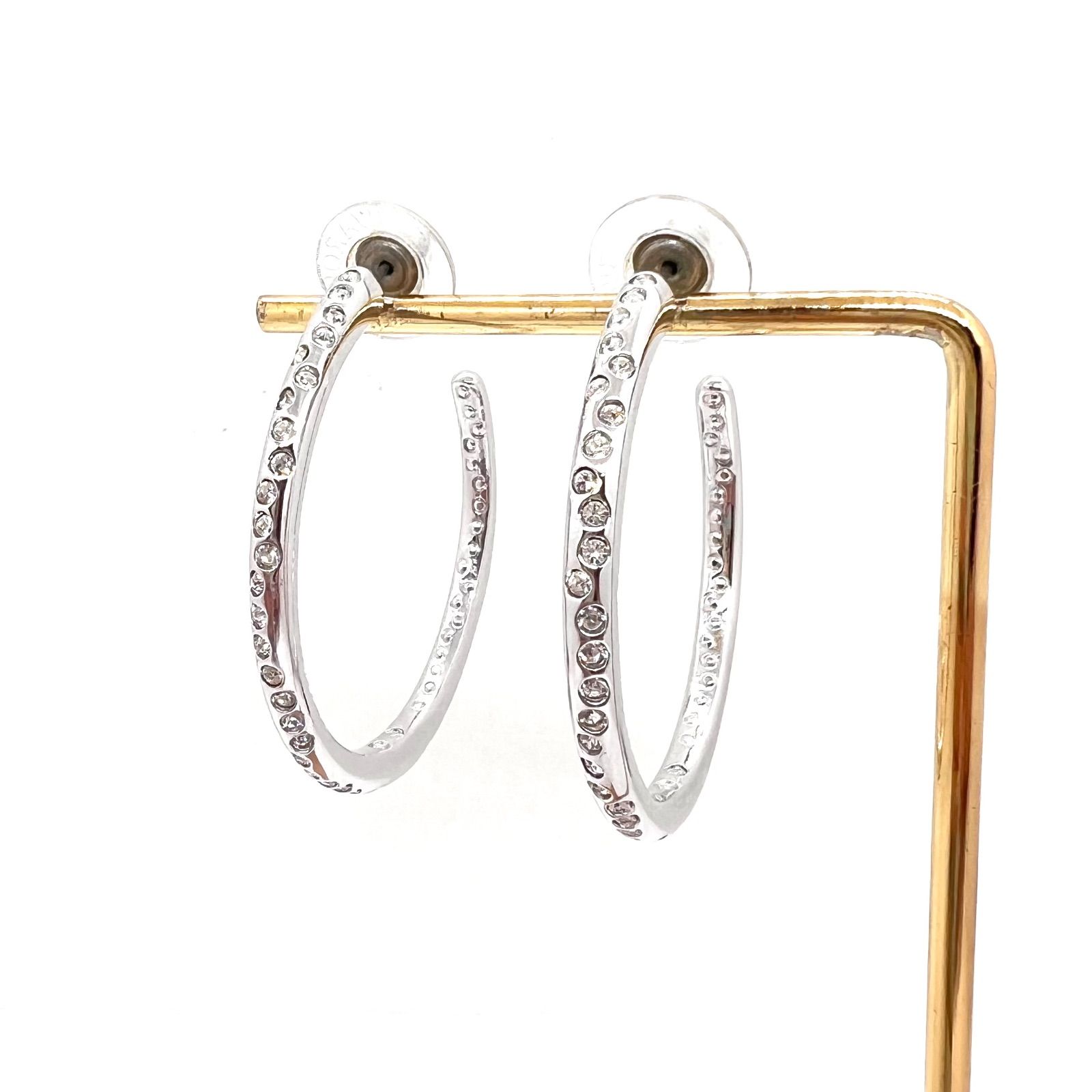 美品☆ Swarovski スワロフスキー ピアス フープ クリスタル シルバー