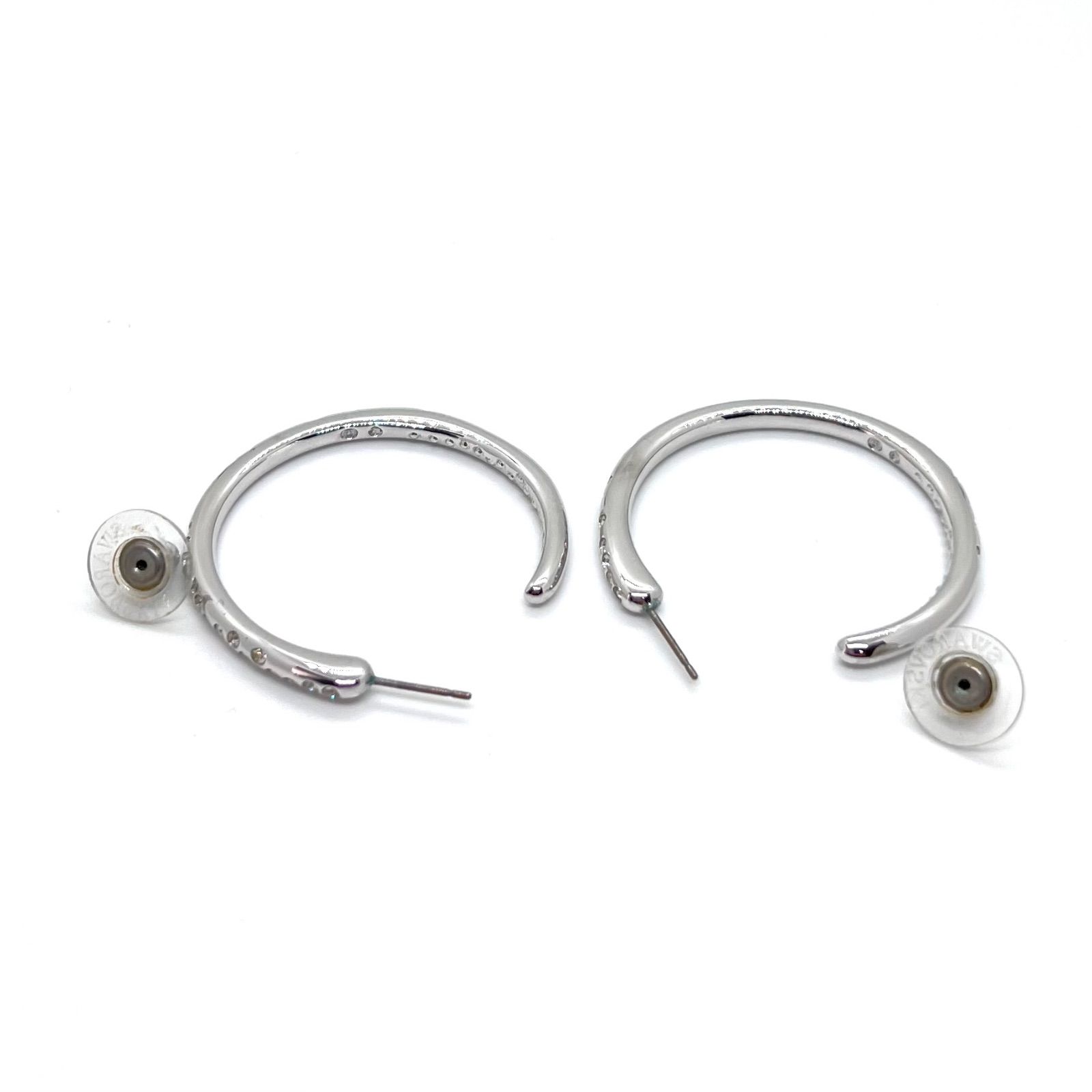 美品☆ Swarovski スワロフスキー ピアス フープ クリスタル シルバー