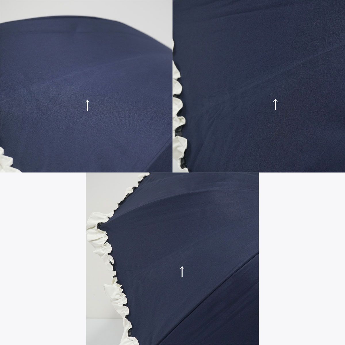 完全遮光日傘 芦屋ロサブラン 日傘 USED美品 ネイビー×ホワイト ミドル