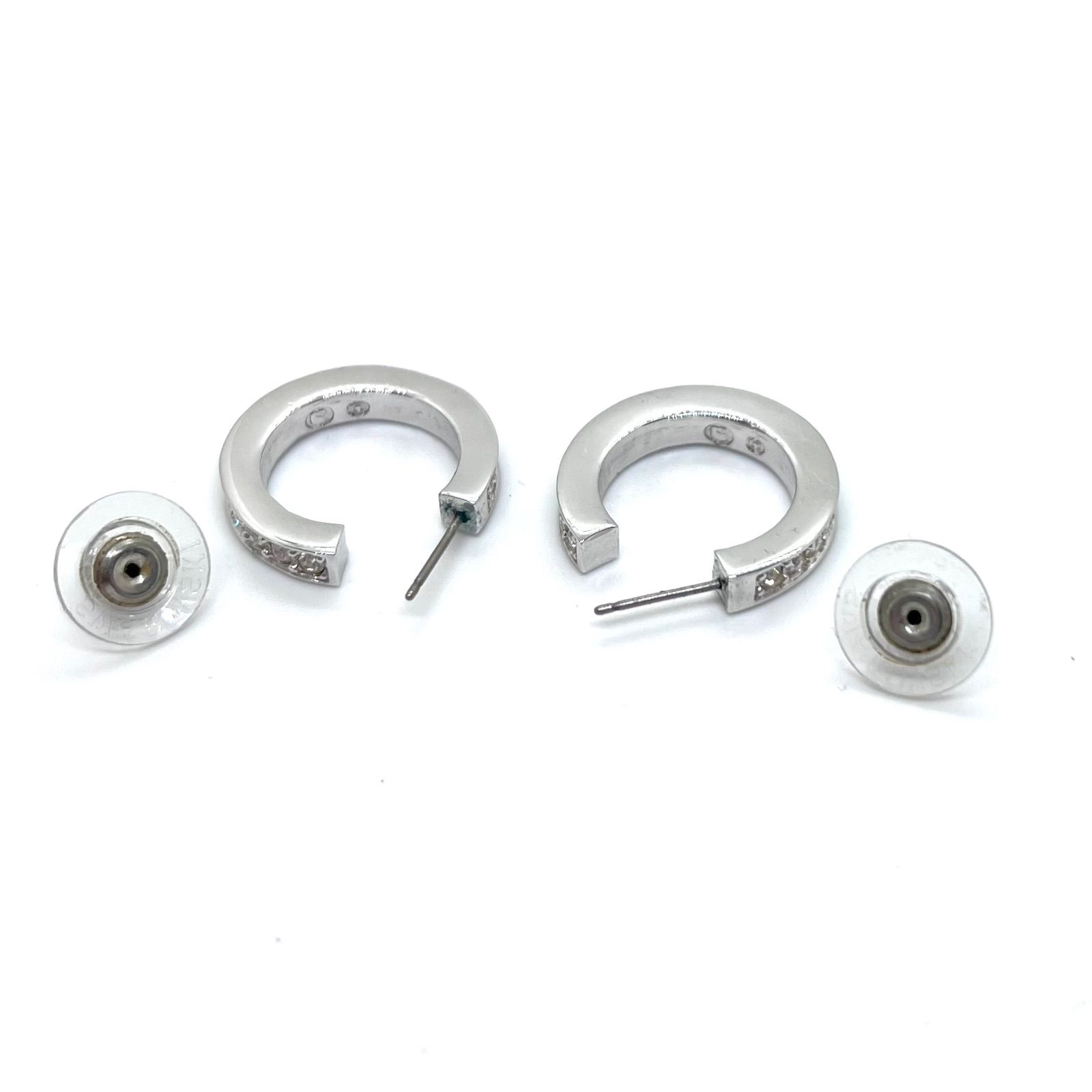 美品☆ Swarovski スワロフスキー ピアス フープ クリスタル シルバー