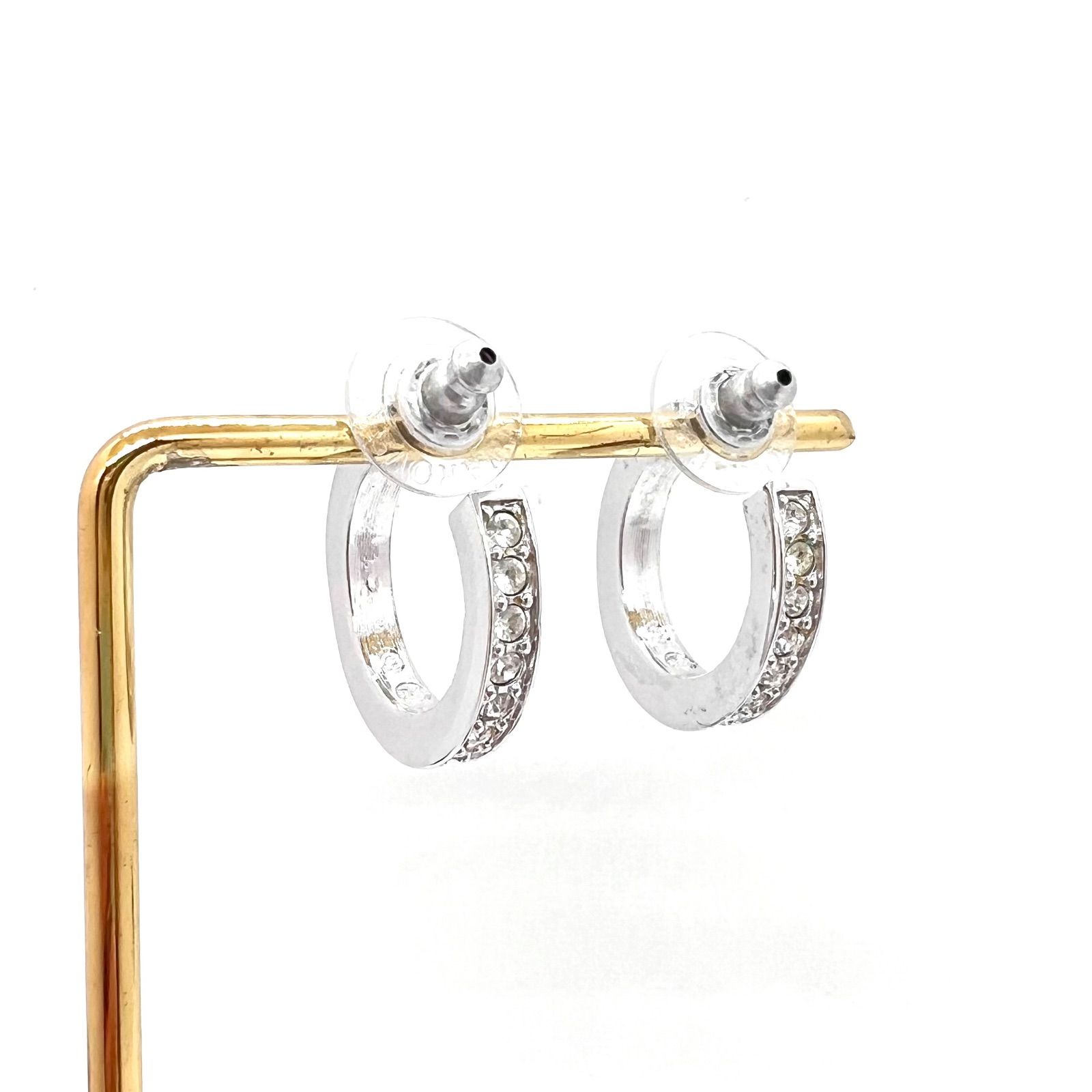 美品☆ Swarovski スワロフスキー ピアス フープ クリスタル シルバー