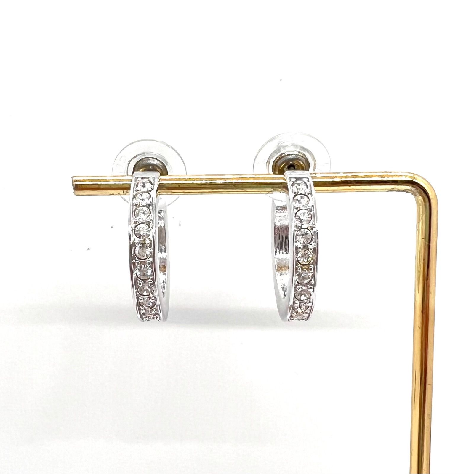 美品☆ Swarovski スワロフスキー ピアス フープ クリスタル シルバー