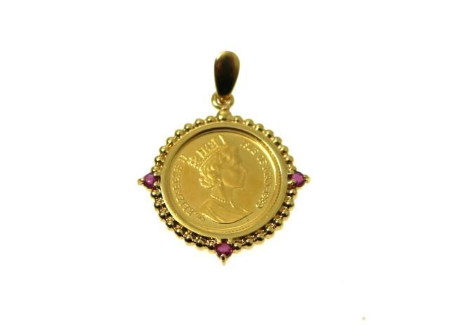 JEWELRY ジュエリー ジュエリー K24/K18/R/3.1g 貴金属･宝石 マン島キャット１/25オンス ペンダントトップ K24イエローゴールド K24YG/K18イエローゴールド K18YG ゴールド ユニセックス【中古】433