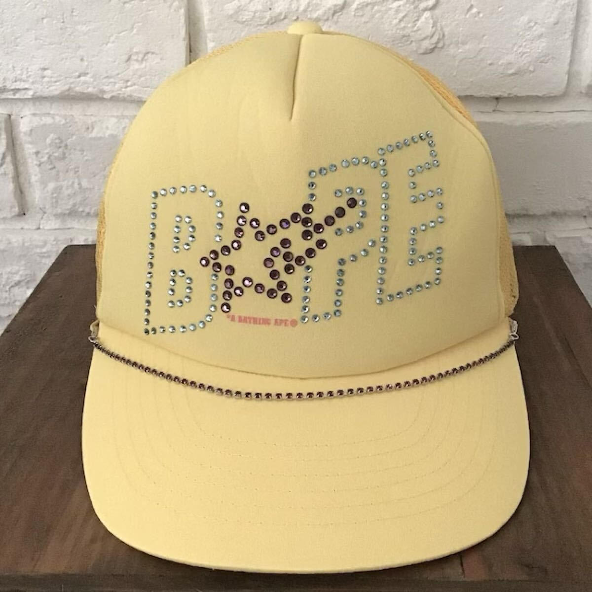 BAPE STA スワロフスキー キャップ イエロー a bathing ape star