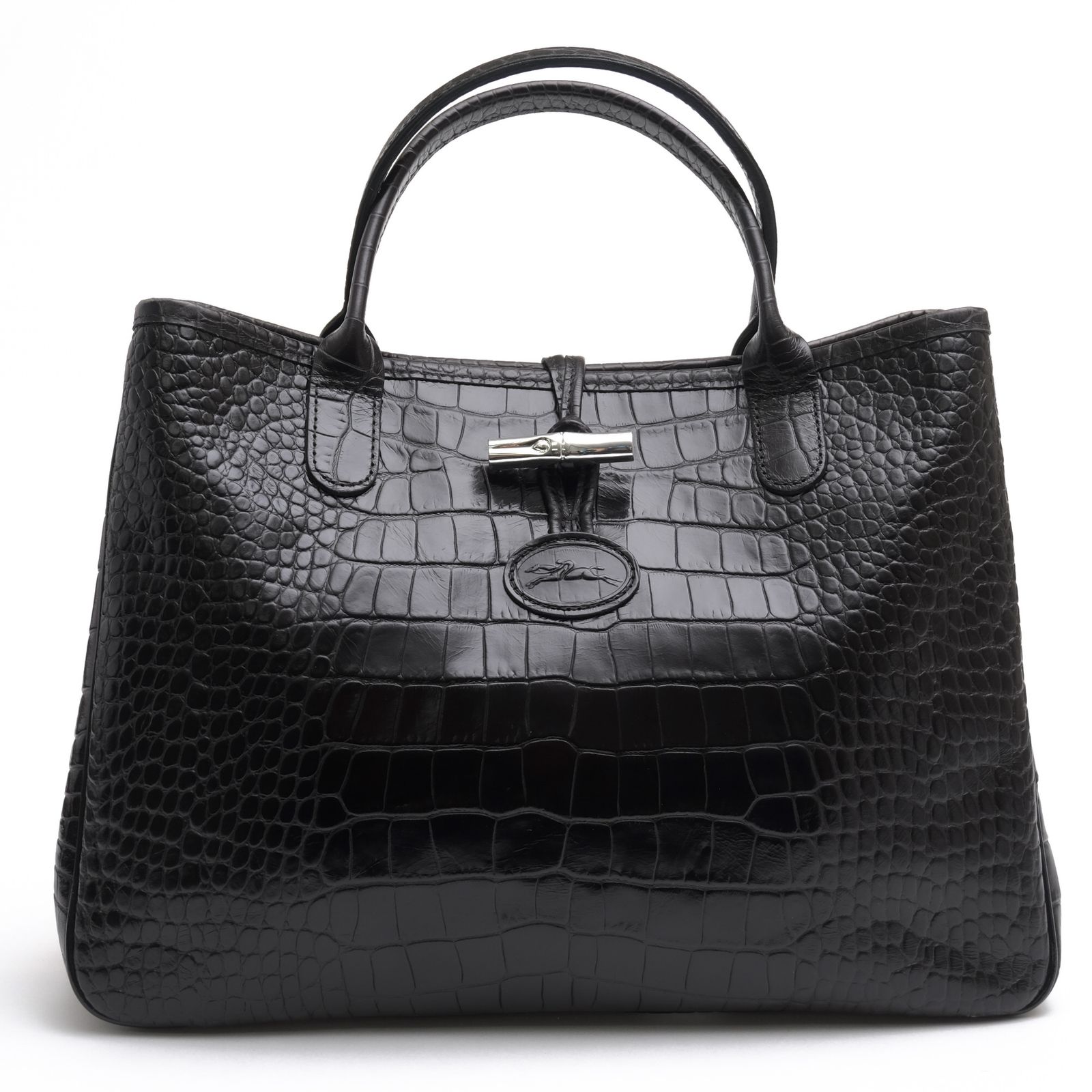 ロンシャン／Longchamp バッグ トートバッグ 鞄 ハンドバッグ レディース 女性 女性用 レザー 革 本革 ブラック 黒 ROSEAU CRC ロゾ クロコ 定番 クロコ型押し