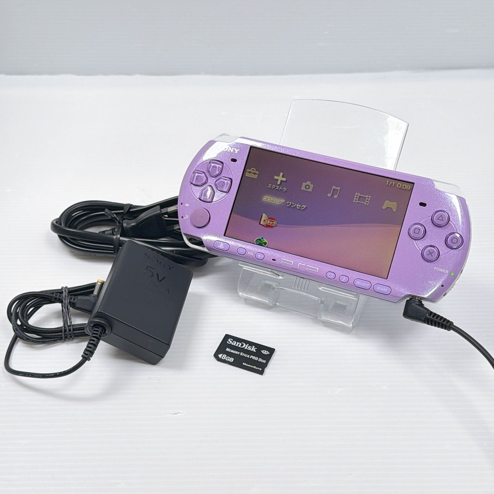 PSP 3000 ライラックパープル 外装美品 遊べるセット 動作確認済み FW6.60 中期型モデル ソニー プレイステーション ポータブル SONY PlayStation Portable psp 管理番号M2046