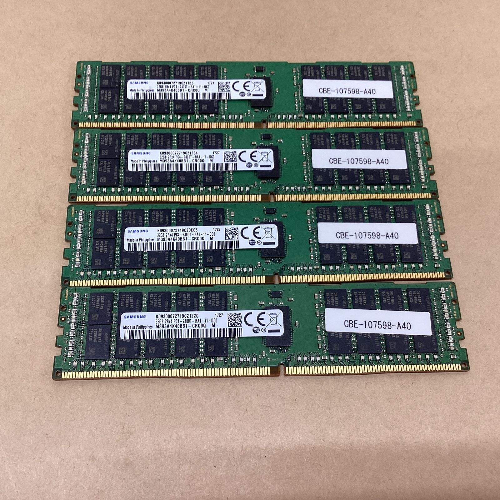 【4枚セット】 Samsung サーバー用メモリ M393A4K40BB1-CRC0Q M 32GB×4枚 DDR4-2400 ECC RDIMM PC4-19200 2Rx4