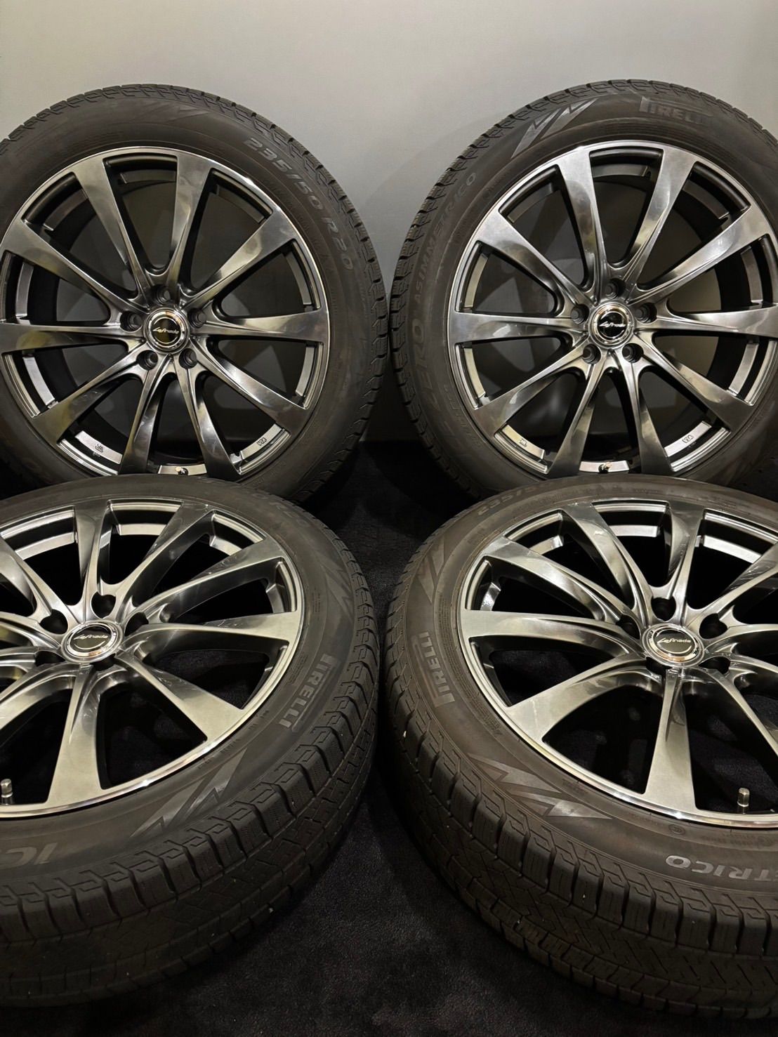 ★235/50R20 PIRELLI/ICE ZERO ASIMMETRICO 23年製 MID Lefinada 20インチ 8J +40 114.3 5H スタッドレス 4本 クラウンスポーツ (南2-M588)