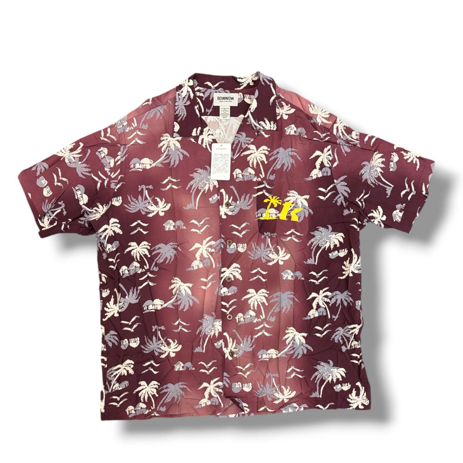 未使用 BOWWOW 25SS TK RECORDS HAWAIIAN SHIRT SUNBURN [ レコグナイズハワイアンシャツ 開襟 バウワウ BWRC251-TRRSS ボルドー XL （1663M）