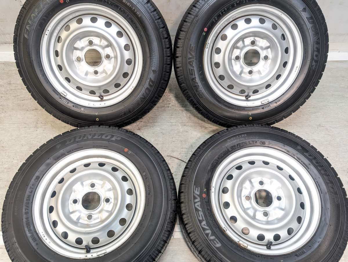 165/80R14 97/95N LT ダンロップ エナセーブ VAN01 日産純正 14x5.0 114.3-4穴 中古タイヤ サマータイヤ ホイールセット 4本セット s14260529031