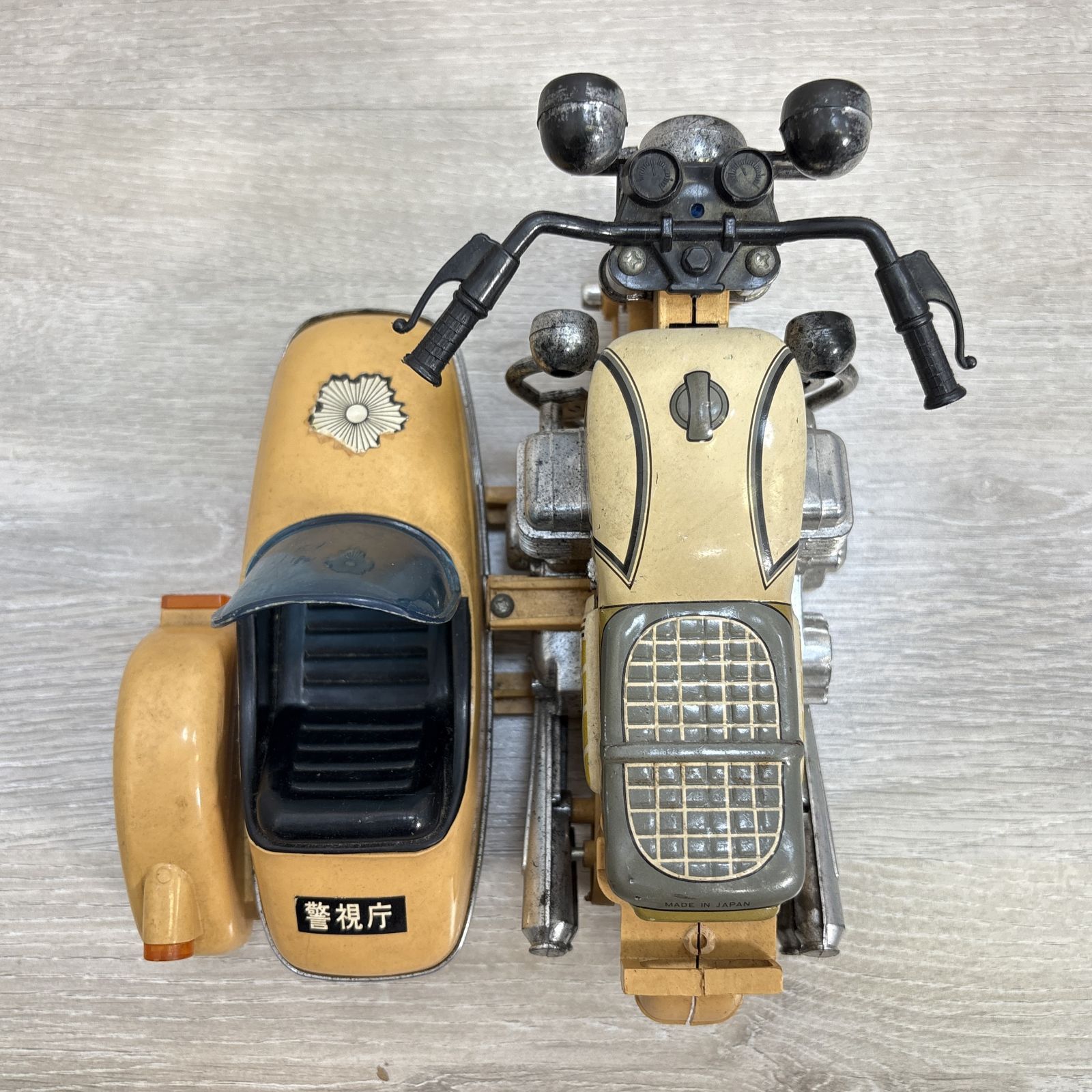 サイドカー白バイブリキ 昭和レトロ 当時物 ホンダ HONDA 白バイ サイドカー ブリキ玩具 警視庁