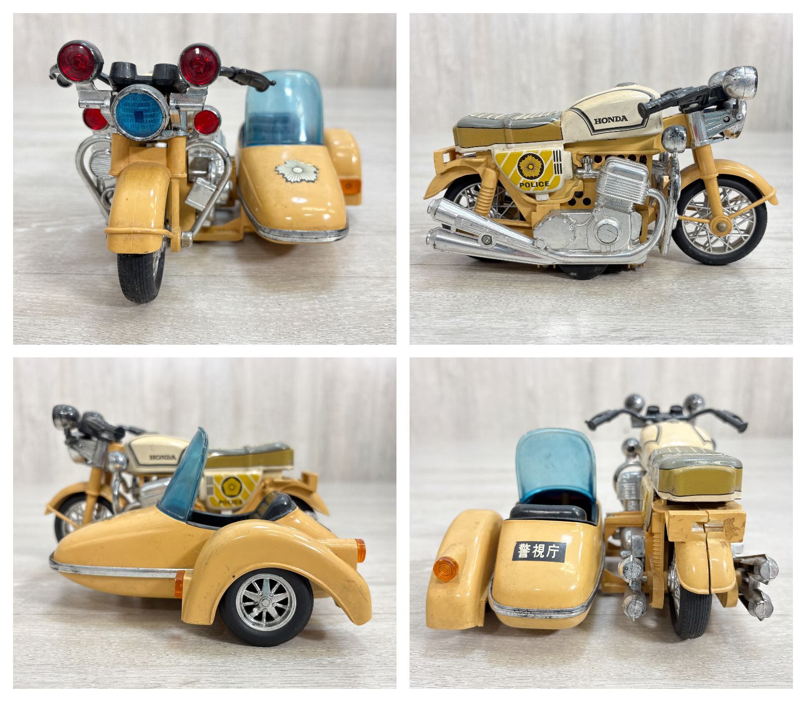 昭和レトロ 当時物 ホンダ HONDA 白バイ サイドカー ブリキ玩具 警視庁