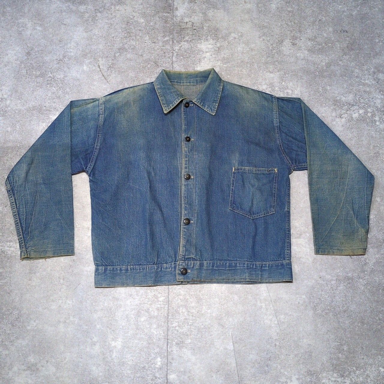 博物館級⁉︎ 1930年代 ユーロワーク　ワークジャケット　カバーオール　デニム 30s Unknown 1POCKET DENIM WORK JACKET デニムジャケット ワーク