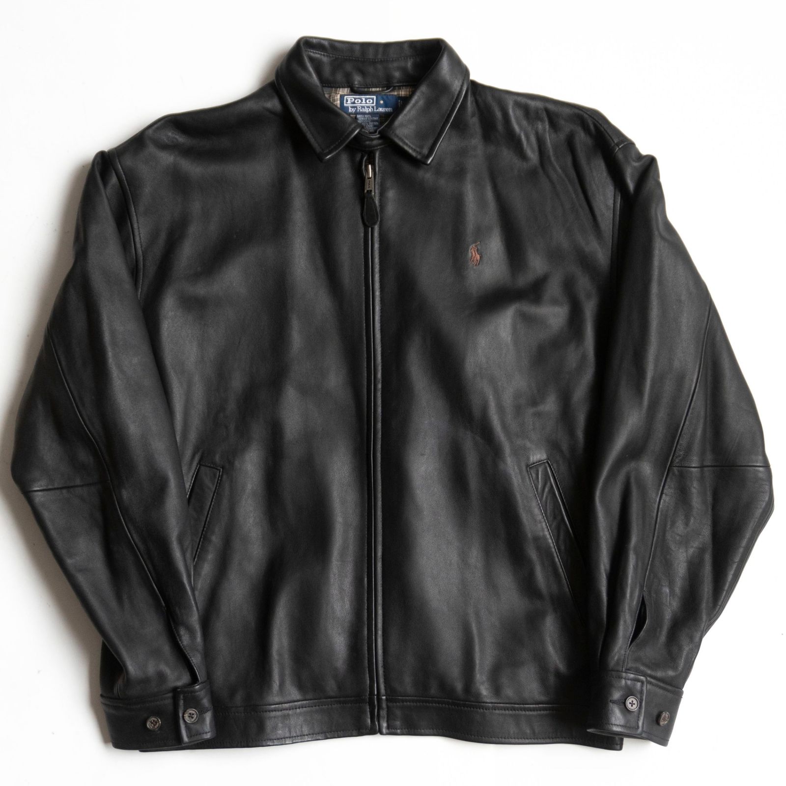 【最高級品】POLO RALPH LAUREN 【ラムレザー スイングトップ ジャケット】L ブラック ジャケット ラルフローレン 26060704