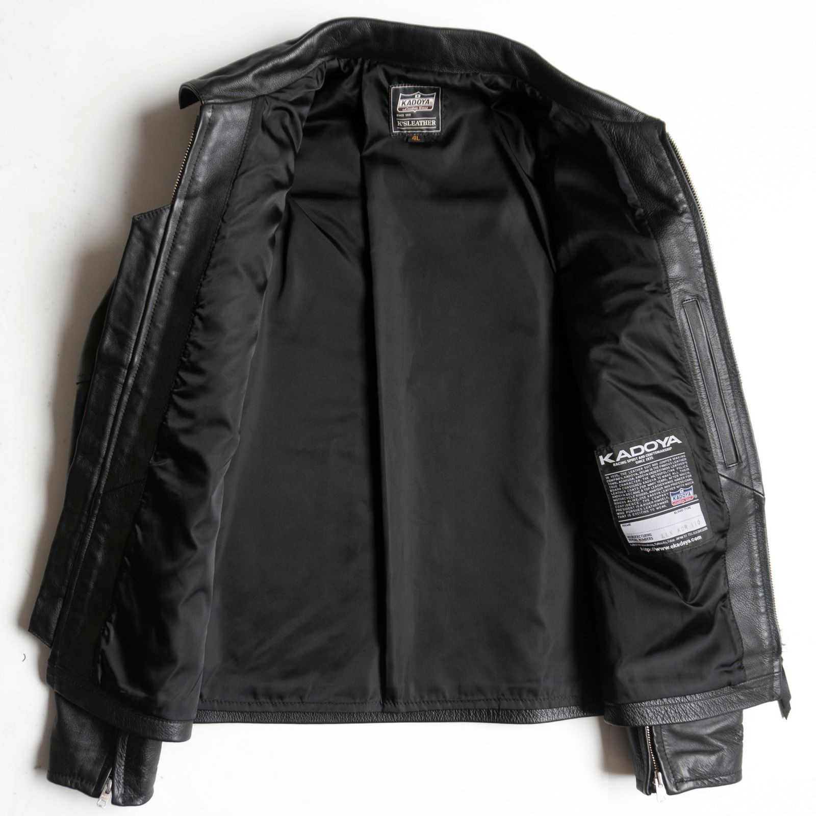 美品/ビッグサイズ】KADOYA【シングルライダースジャケット】 4L