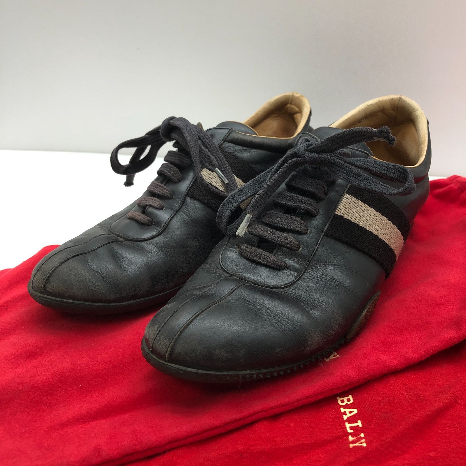 袋付き】Bally レザースニーカー Mサイズ ブラック バリー SGAW26-2033