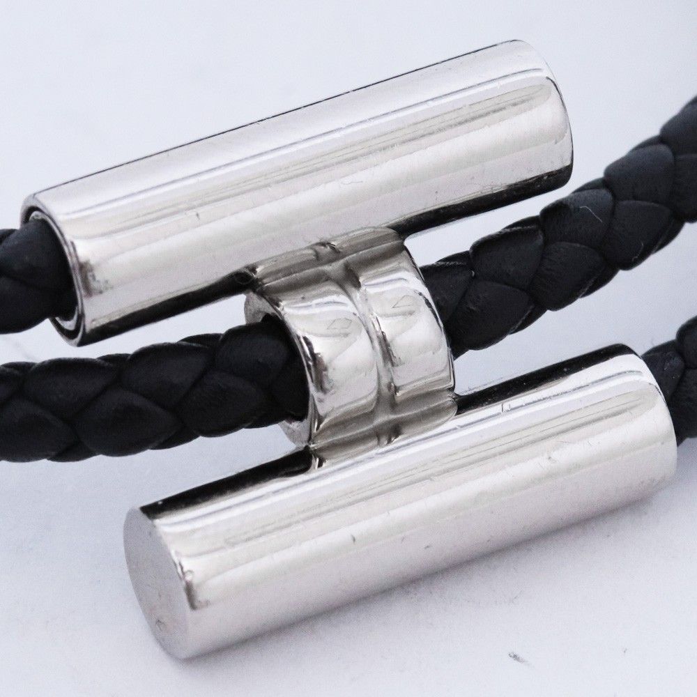HERMES トゥルニ トレッセ T4 レザーブレスレット ブラック