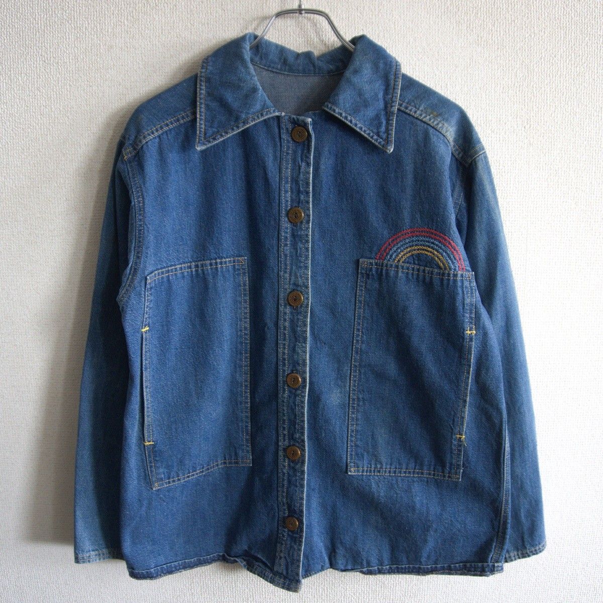 雰囲気抜群】 【70s 刺繍入り デニムシャツ ジャケット】 インディゴ 
