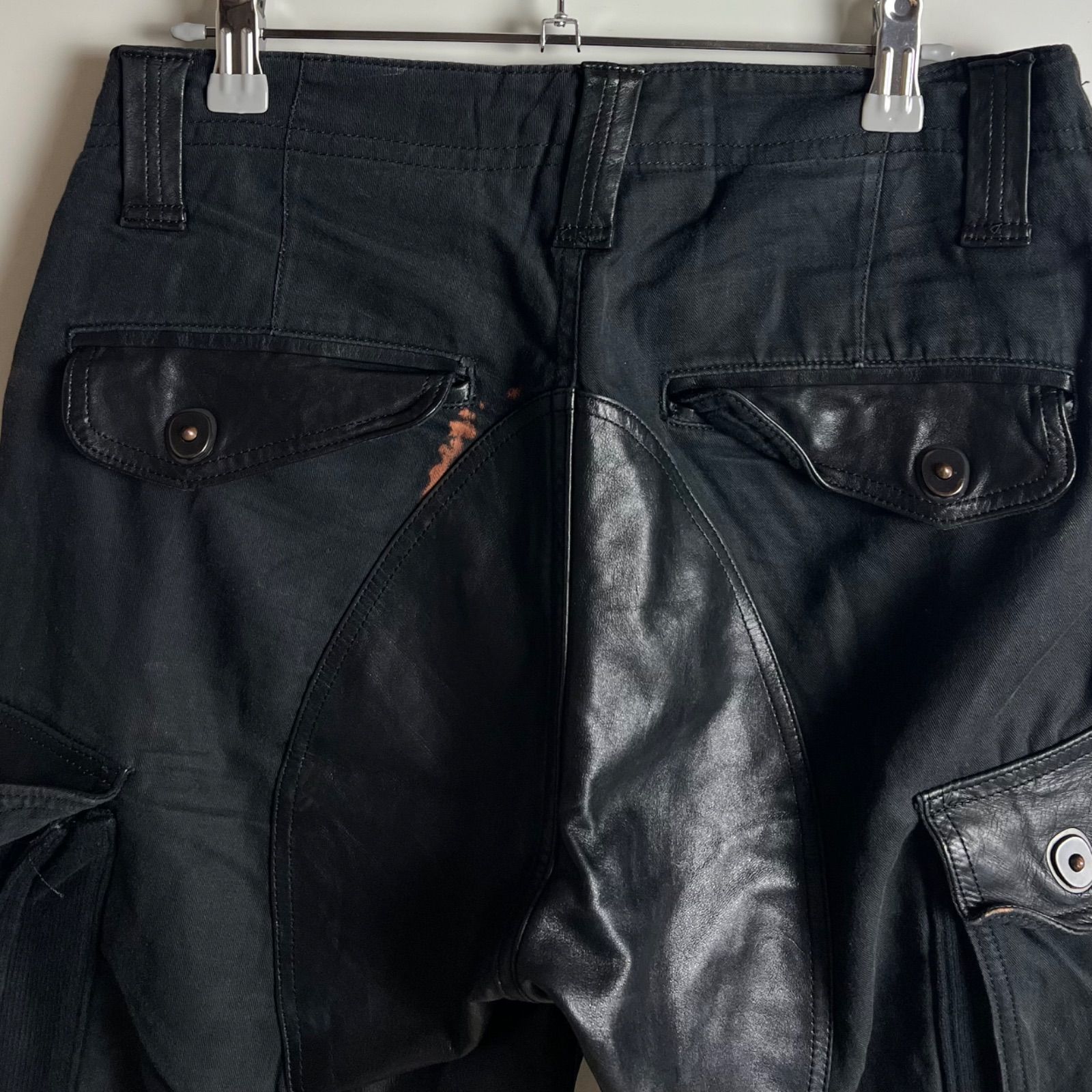 NO ID. 00s y2k archive Leather combi cargo shorts 1 ノーアイディー